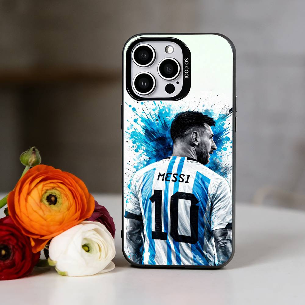 Lionel Messi Handyhülle Für iPhone 17,16,15,14,13,12,11 Plus,Pro Max,XS,Bunte Silberne Handyhülle Funda Cover iPhone17air