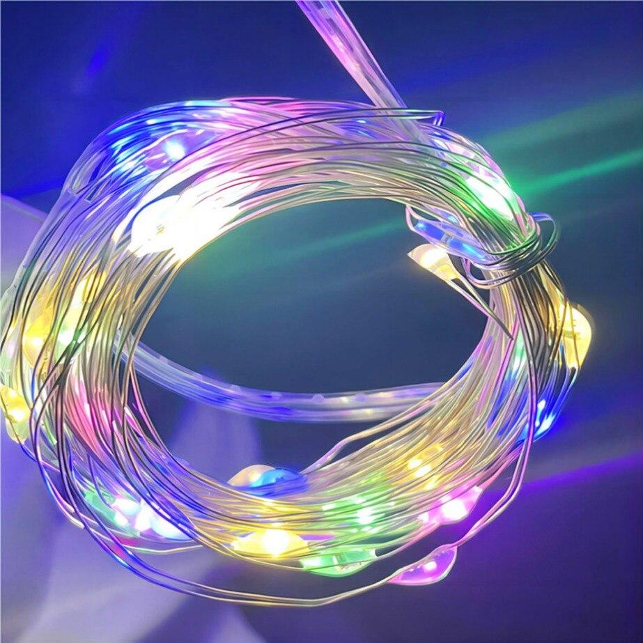 1/5/20M USB LED Lichterketten Kupfer Silber Draht Girlande Licht Wasserdicht Fairy Lichter Für Weihnachten hochzeit Party Dekoration 5M USB