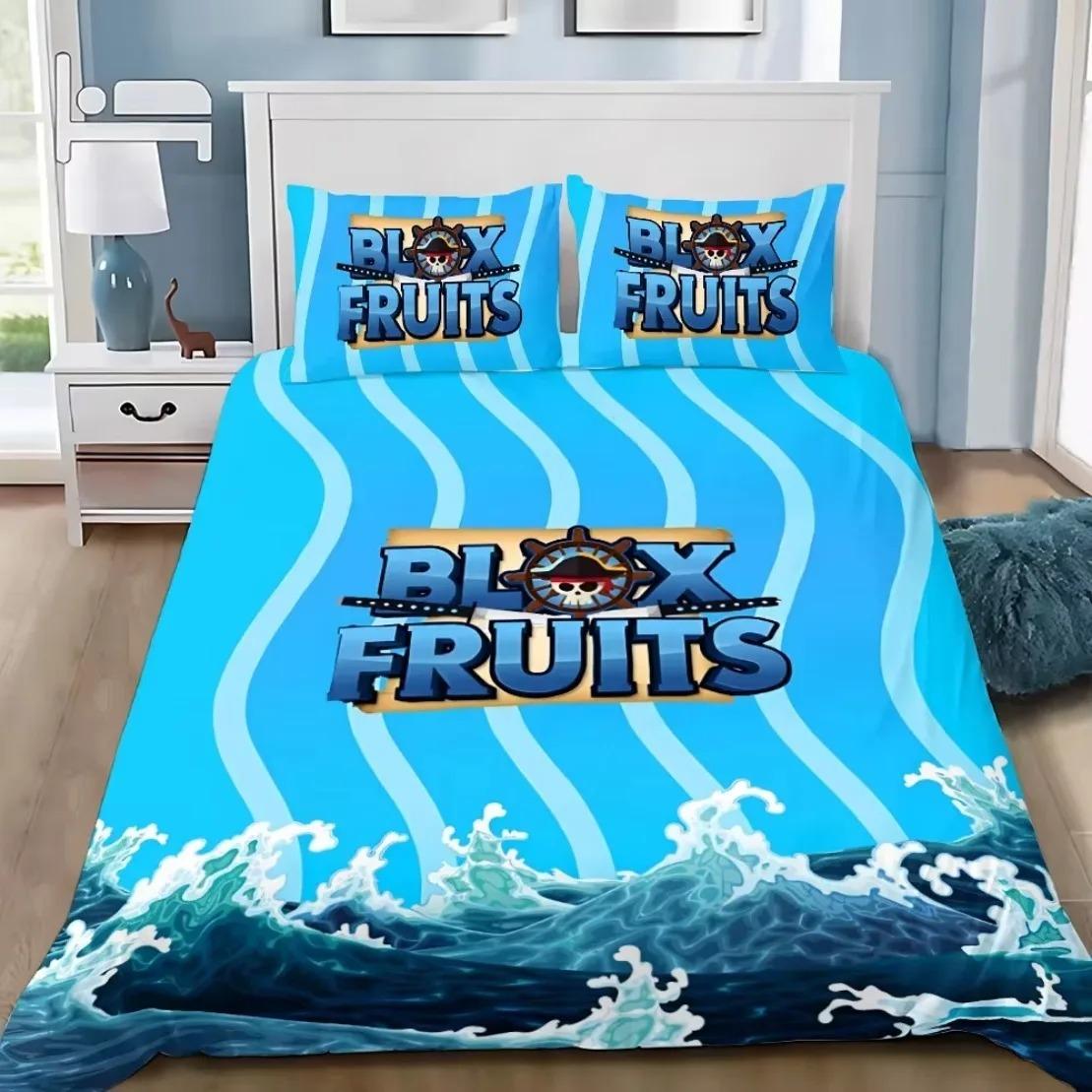 3D Spiel Bettwäscheset B-Blox F-Früchte Cartoon Bettbezugset Weich Hautfreundlich Einzel Doppel King Size Für Kinder Heimtextilien 2pcsUsTwin 172x218
