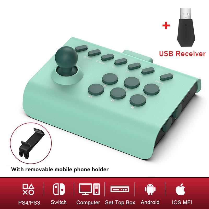 VAORLO Arcade Game Stick Joystick Controller für Nintendo Switch PS4 PS3 8bitdo Ultimate Pandora Box PC IOS Handy Green With Receiver