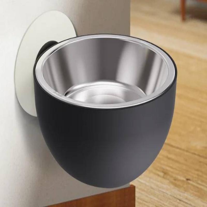 Magnetische Wandmontierte Edelstahl-Hundenapf, Auslaufsicherer Tierfutter Napf, Erhöhter Katzen Napf, Spülmaschinenfest, Rostfrei black