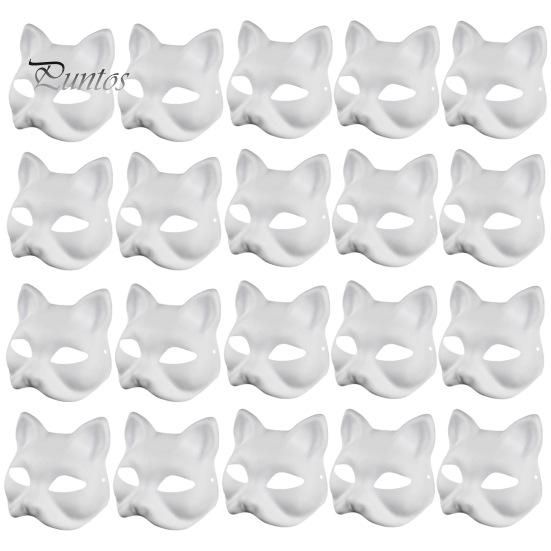 2/3/5/6/10/12/20 Stück DIY Masken Katzengesicht Einfarbig DIY Handbemalt Karneval Party Ball Maskerade Halloween Kostüm Tierform Gesichtskissen 20PCS