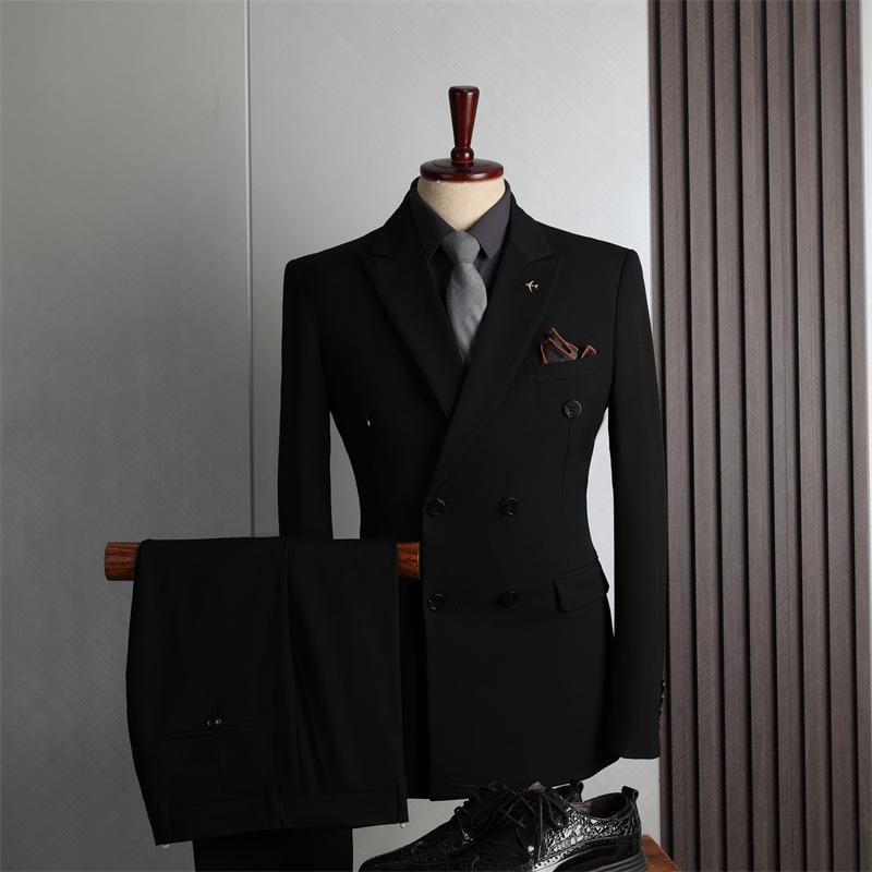 Anzüge für Männer 2-teilige Anzüge Herren Blazer Jacke und Hose Zweireihig Business Casual Fashion Koreanische Kleidung M gray