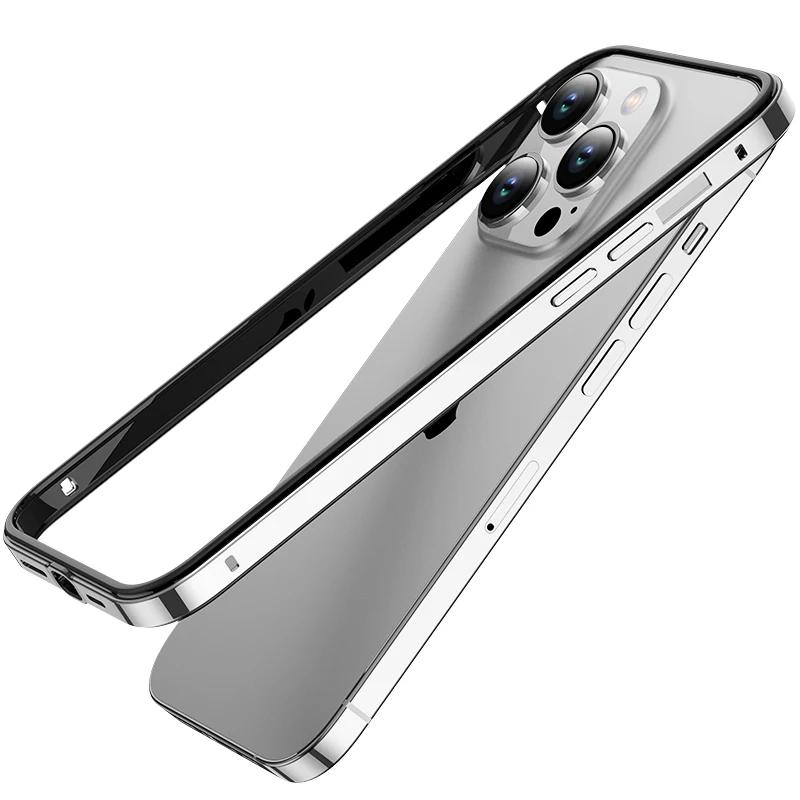 Aluminium Metall Stoßstange Fall Für iPhone 15 Pro Max 14 13 12 Pro Max14Pro 15Pro 13Pro 12Pro 15Plus 14Plus Telefon zubehör Etui iphone 15 silber