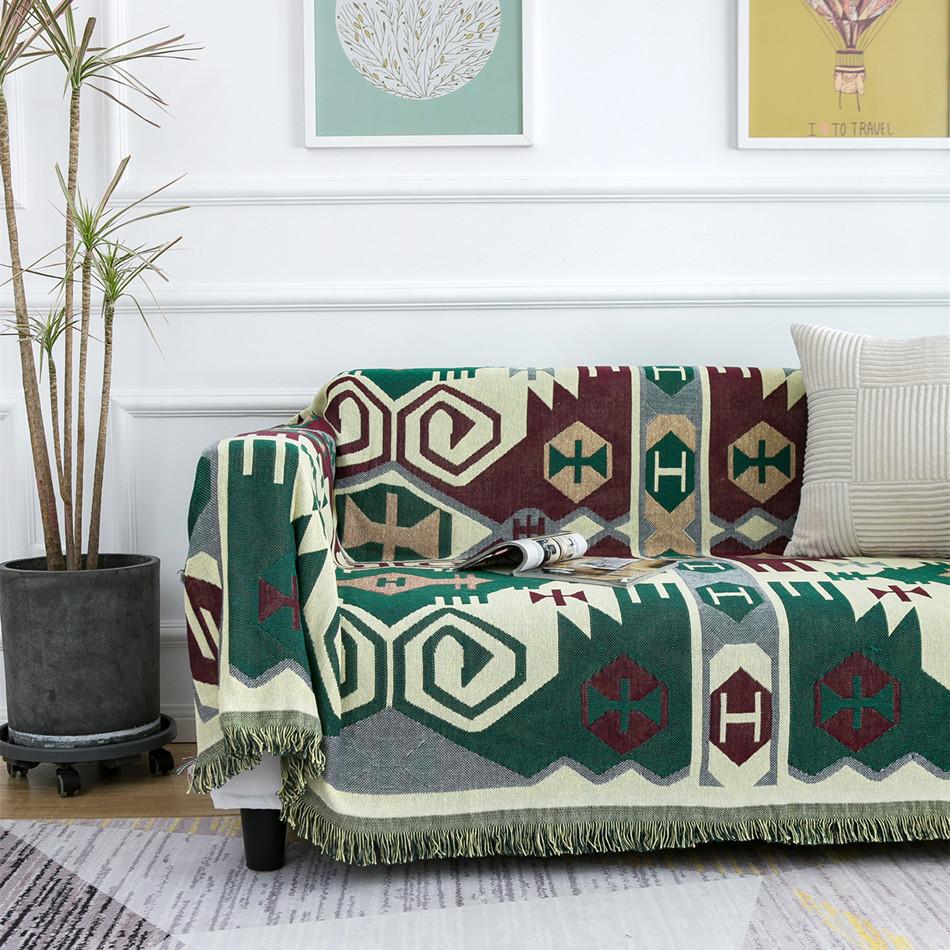 AB-Seite Dicke Decke Jacquard Sofabezug Decken für Zuhause Bettwäsche Bettdecke Teppich Gestrickte Bettdecke Tagesdecke 90*180cm grün