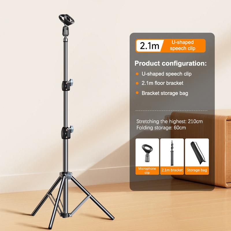 Mikrofon Galgen Stativ 1.7 2.1M Mikrofon Stativ Halterung 66Cm Querstangenarme Mit Klemme Und Handyhalter Für Iphone Samsung Xiaomi