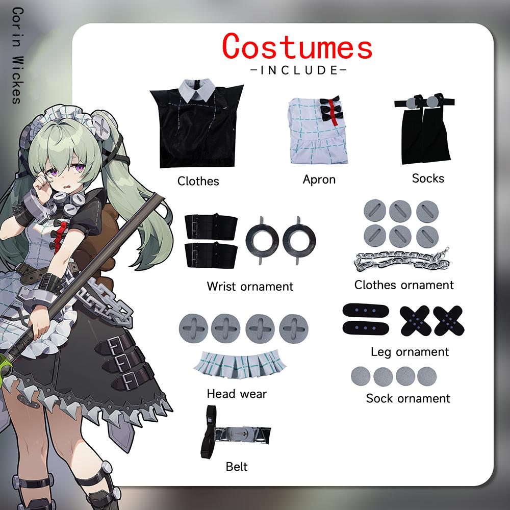 Anime Zenless Zone Zero Cosplay Kostüm Corin Wickes Kostüm Halloween Anime ZZZ Outfit Mädchen Uniform Perücke Geburtstagsgeschenke Karneval Komplettset 3XL schwarz
