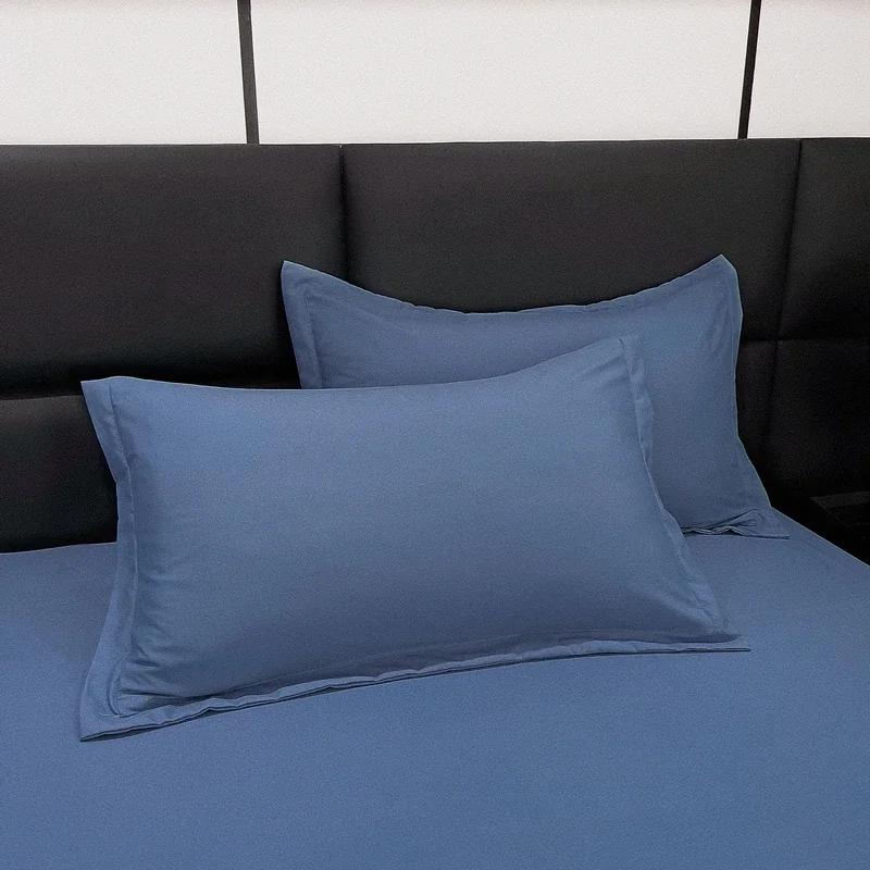 Kissenbezug aus gewaschener Baumwolle in Volltonfarbe, 48 x 74 cm, Kissenbezug für Zuhause, Bett, Bettwäsche in Standardgröße, Klasse A, Heimtextilien, Hoteldekor, 1 Stück 48x74cm 1pc navy blau