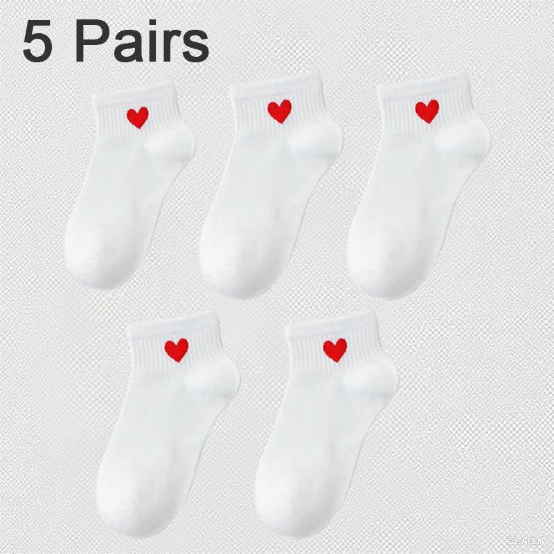 Liebliches Herz Baumwollsocken Damen Sommer Mode Schwarz Weiß Sportliche Kurze Socken Mädchen Niedlicher Stil Kurze Socken one size weiß