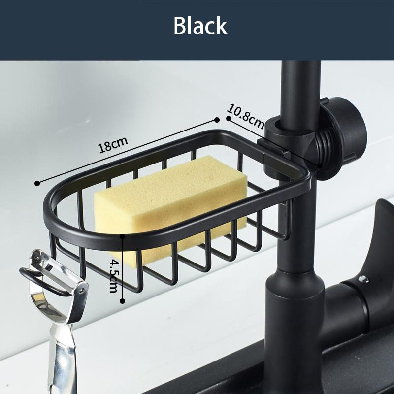 Badezimmer-Wasserhahn-Aufbewahrungsregal, Duschseifenhalter, Badezimmer-Organisation, Duschregale, Badezimmer-Zubehör schwarz