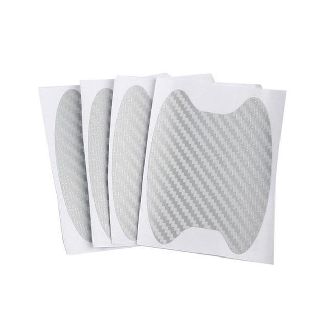 4 Teile/satz Auto Styling Leisten Aufkleber Auto Tür Aufkleber Carbon Faser Kratzer Beständig Abdeckung Auto Griff Schutz Film Teile 4PCS silber