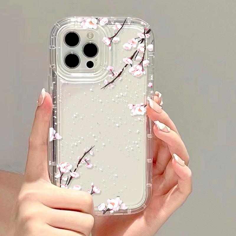 Blumen Handyhülle Für iPhone 16 Pro Max Hülle iPhone 11 14 13 12 15 Pro Max 8 7 Plus XR XS X SE Transparente Stoßfeste Hülle For iPhone 16 Pro white