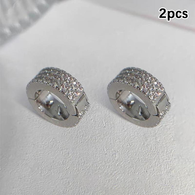 Flash Diamant Silber Rund Geflochtene Haarschnalle Personalisiert Hip Hop Süß Cool Schmutzig Geflochtener Haarring Haarnadel 2pcs gray