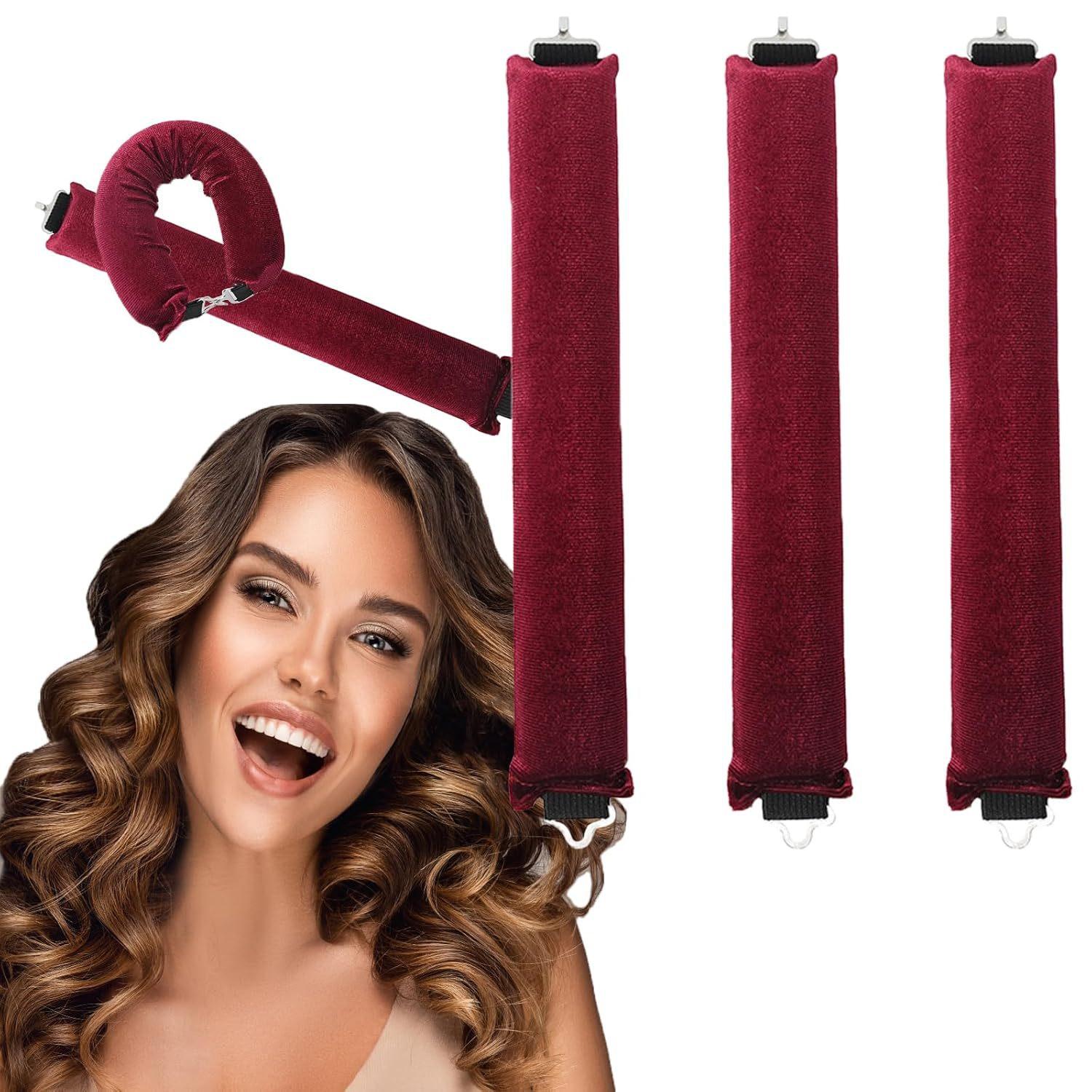 4/3/1 STÜCKE Haar-accessoires Heatless Curls Schönheit Frauen Lockenprodukte Lockenwickler Gummi Curling Schlaf Friseur Werkzeuge Haarschaumwickler 3PCS wein rot