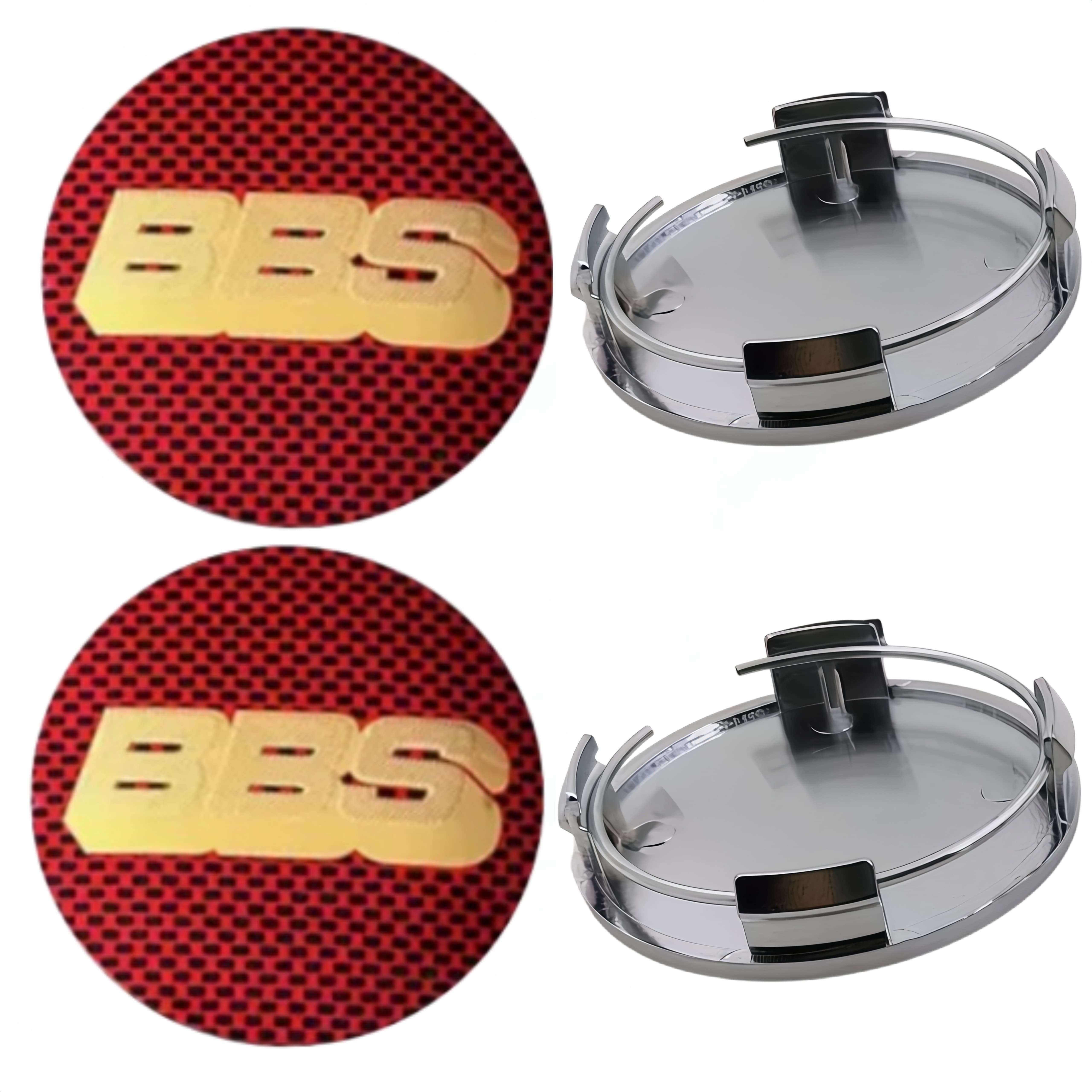 4 Stück 65mm BBS Logo Emblem Plakette Auto Radnabendeckel Räder Radkappen Auto Nabenfelgenabdeckung Ersatz Auto Zubehör Grid Red Gold silber