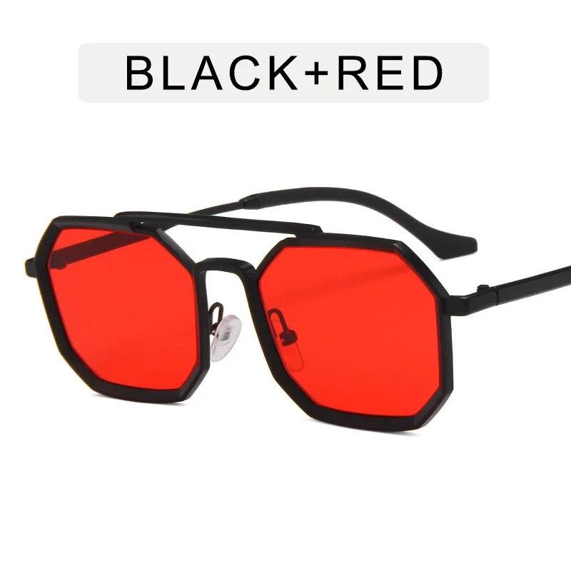 Klassische quadratische Sonnenbrille aus Metall im Punk-Stil für Herren und Damen, Retro, Doppelstege, modische Damen-Sonnenbrille im Polygon-Design, trendige Vintage-Sonnenbrille