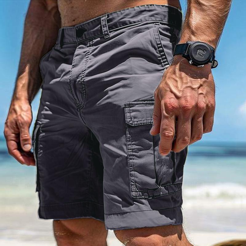 Lässige, lockere Cargo-Shorts für Herren, Sommer, trendige Patchwork-Shorts mit mehreren Taschen, Herrenmode, einfarbig, gerade Shorts XXL dunkelgrau