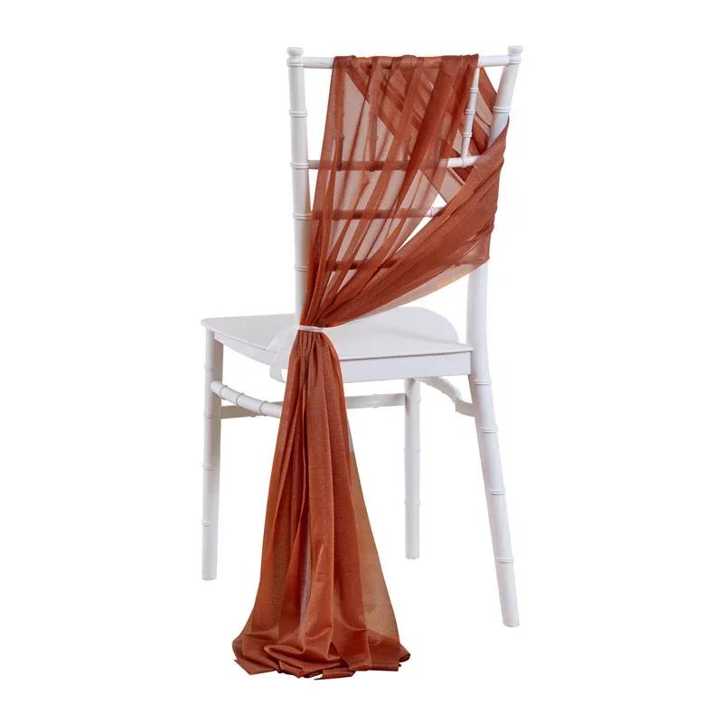 10/50 Stück 17x250cm Glänzende Chiffon-Stuhlschärpen Set Schärpe Gaze Hochzeit Stuhlhussen Band Hochzeit Party Gang Stuhl Dekoration 10 pcs rostbraun