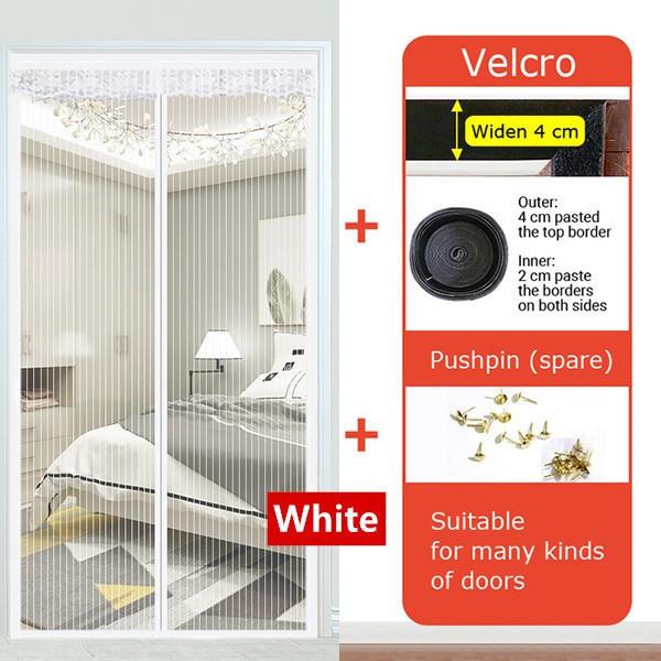 Klettverschluss, magnetisches Fliegengitter, Türnetz, Anti-Insekten-Netz, Fliegengitter, Mückenschutznetz, Magnetvorhänge für Türen, Fenster, Bildschirm 70x200 cm weiß