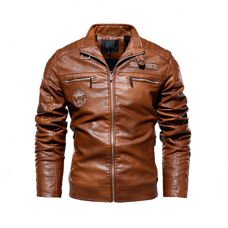 1Pcs Herren Winter Windschutz Leder Jacke Motorrad Jacken Mantel verdicken Mantel 6XL
