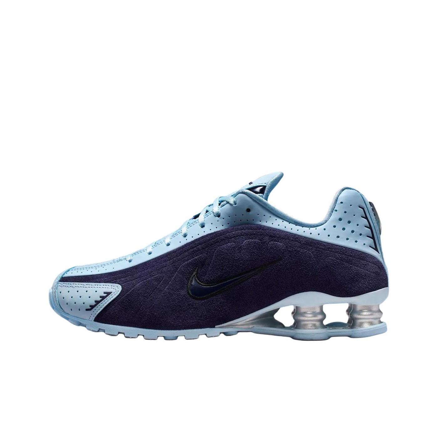 Nike Shox R4 Kaiserliches Lila Himmelsblau Damen Sneaker Schwarz Metallic-Silber HQ7739-500 37.5