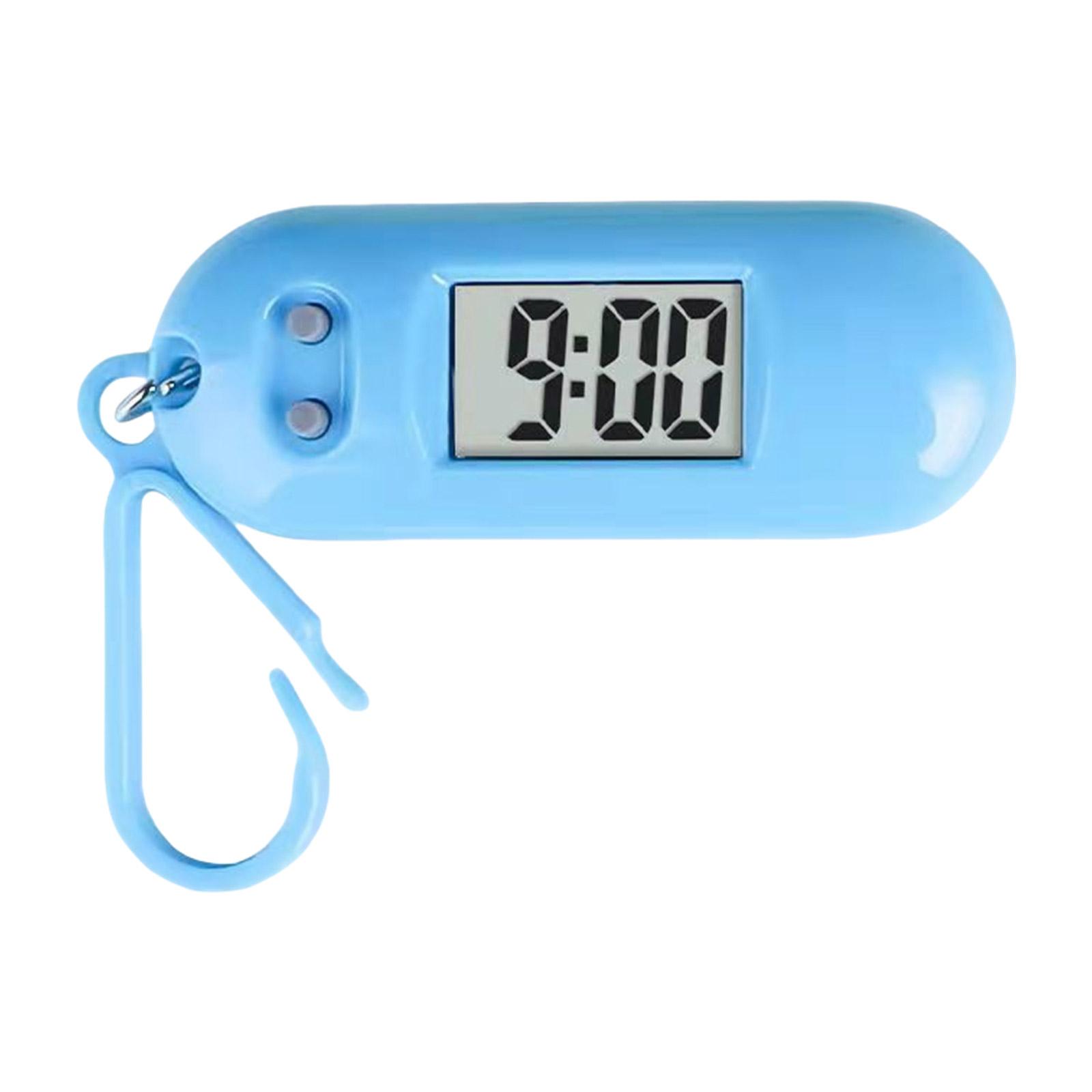 Sportliche LED Digitaler Schlüsselanhänger Taschenuhr Miniaturuhr für Studenten und Kinder Praktisches Reisezubehör für Rucksack blau
