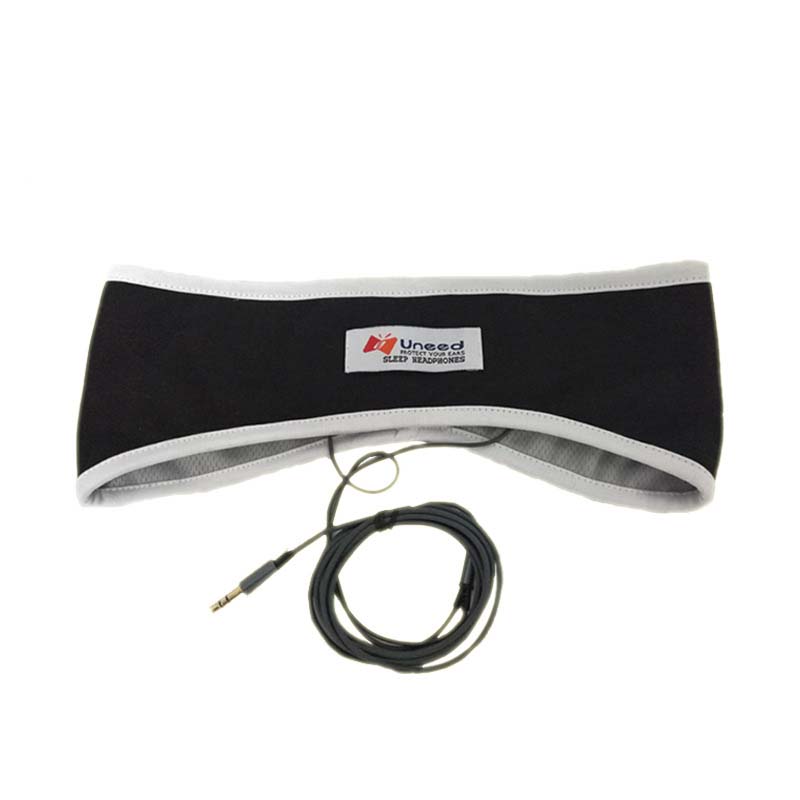 Sport-Kopfhörer Schlafmaske Geräuschunterdrückender Kopfhörer Stirnband 3,5mm Kabelgebundenes Headset Musikplayer für Smartphone PC weiß