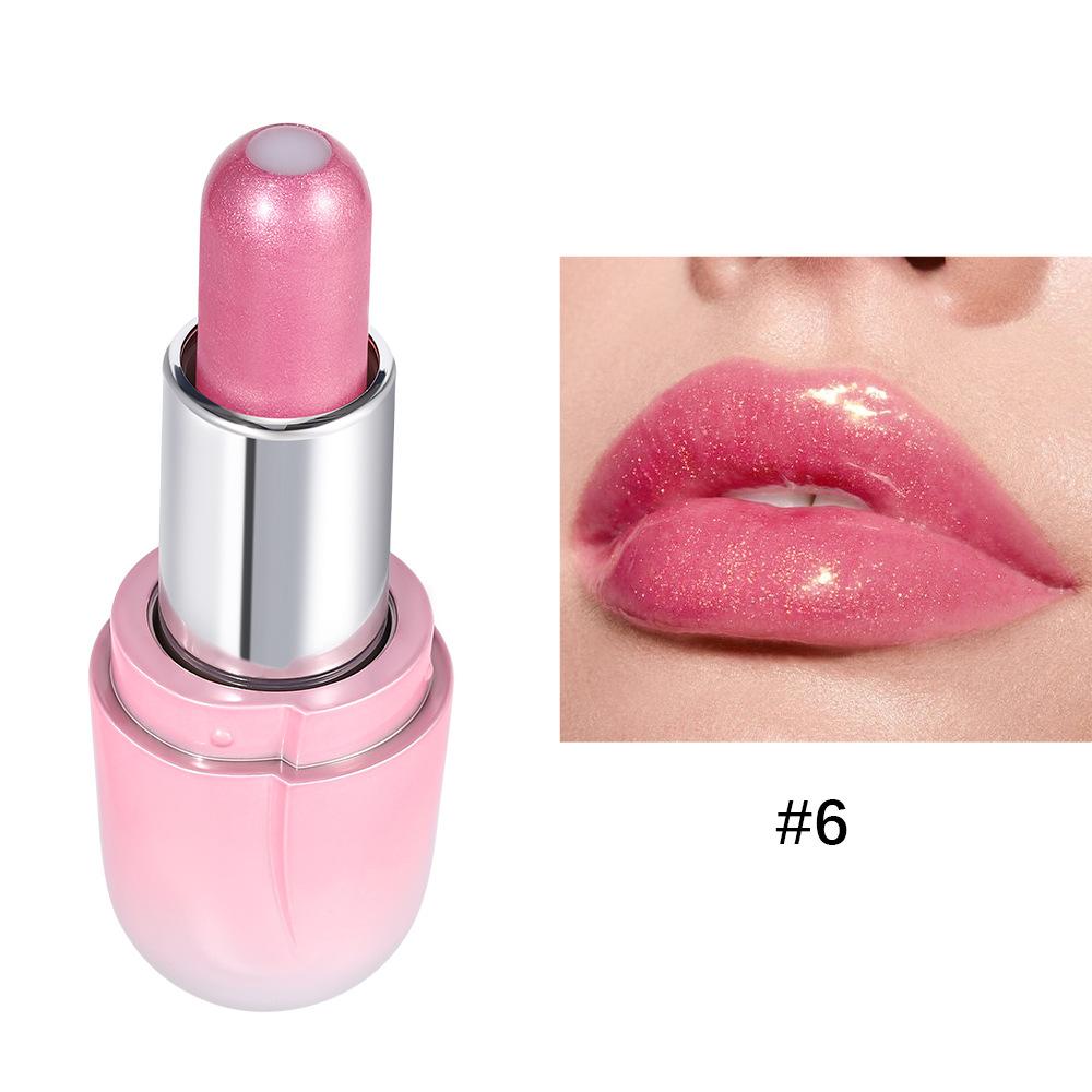Sandwich-Lippenstift, Perlglanz, langanhaltend, wasserfest, Glitzer-Lippenstift, schimmernd, perlglanzfarben, glänzend, metallisch-rosa Lipgloss, Lip Glaze 6#