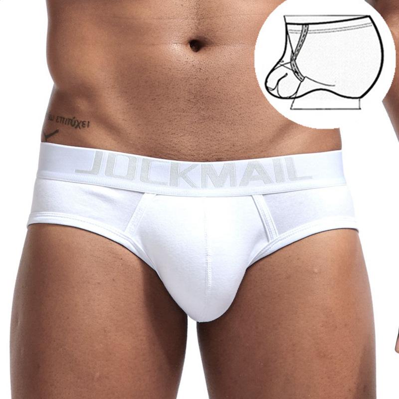 Slips JOCKMAIL Atmungsaktive, weiche Baumwolle Low Rise Herrenunterwäsche mit Größenverstellbarem Ring an der Innenseite Herrenmode-Sportslips M weiß
