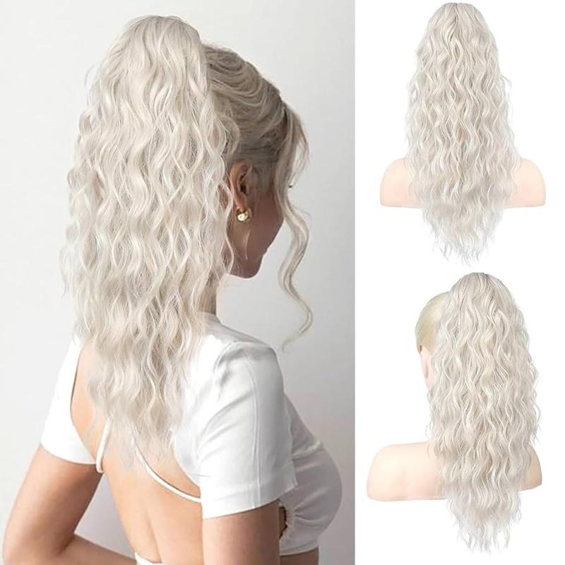 18 Zoll Synthetische Wellige Lockige Pferdeschwanzverlängerung Klaue Clip-On Haarteil Für Frauen Natürliches Falsches Haarteil Pferdeschwanz Perücke Welle Griff Pferdeschwanz 60B white