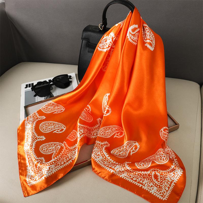 90x90cm Quadratisches Tuch Für Damen Kopfschals Und Wickeltücher Luxuriöser Druck Halstücher Hijab Bandana 90X90CM red