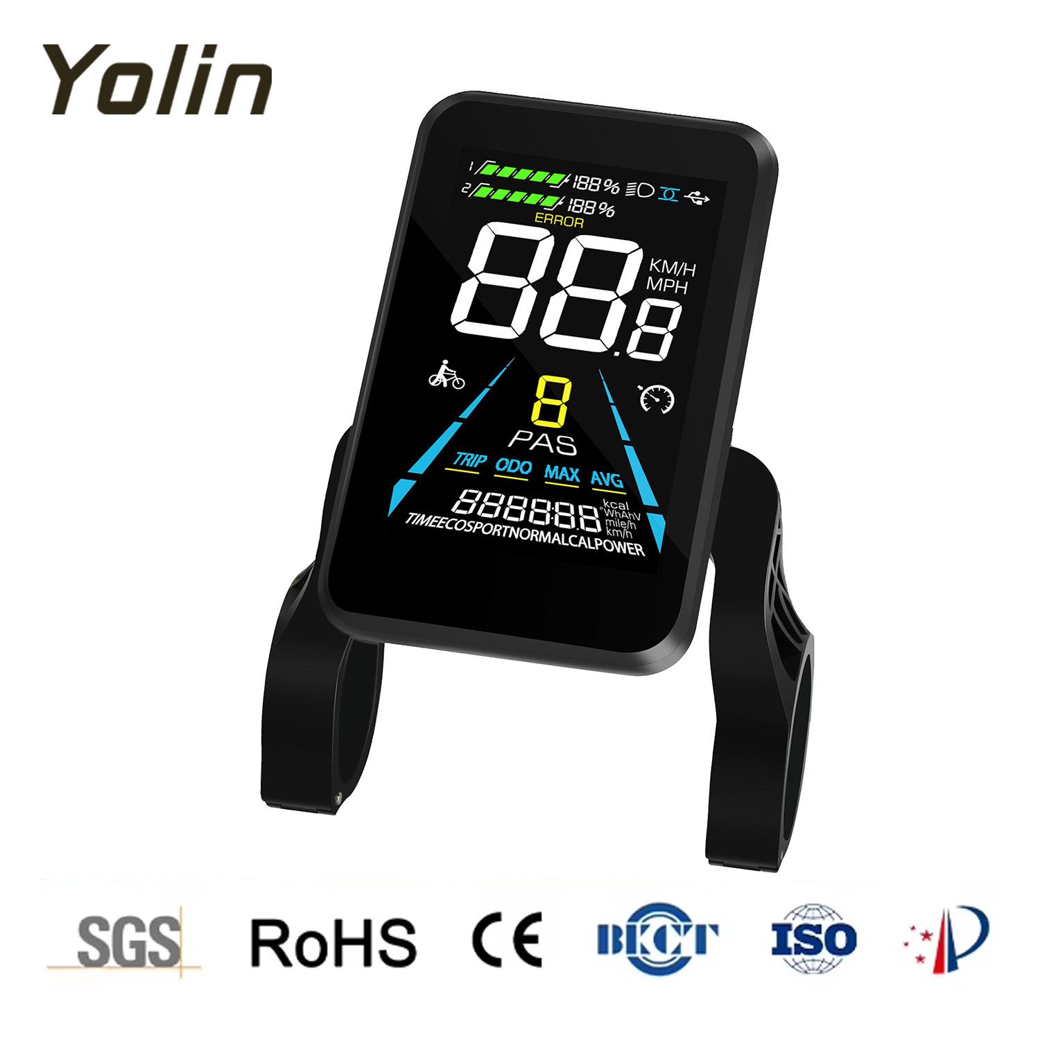YOLIN YL81F Fatbike Display E Bike LCD Bildschirm Hohe Sichtbarkeit Tacho für Fahrradcomputer Fahrradzubehör schwarz