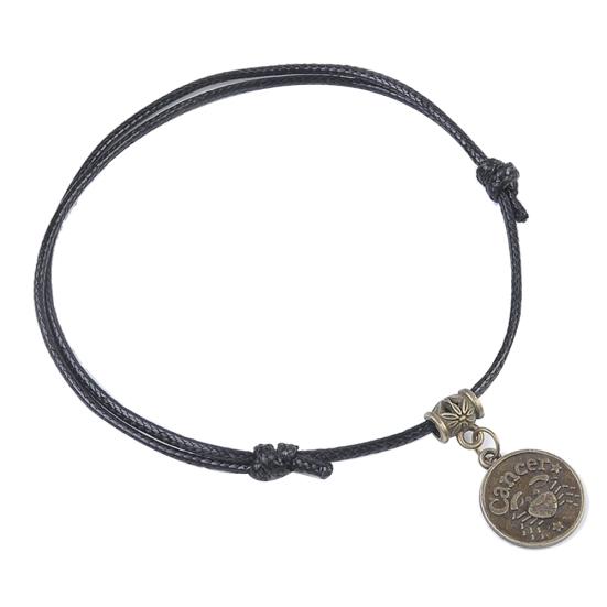 12 Sternbilder, runder Charm, Kunstleder-Fußkettchen, Fußkette, Fußkettchen Cancer