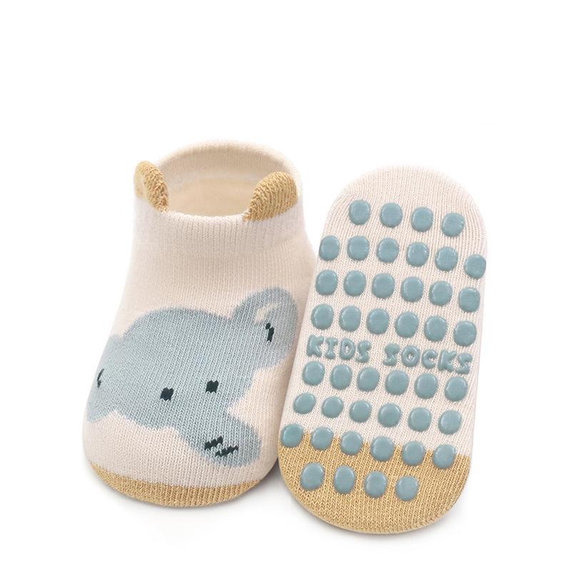 Baby Socken Kleinkind Mädchen Jungen Socken Anti Rutsch Neugeborenen Socken Für Mädchen Jungen Herbst Winter Dicke Warme Weiche Cartoon Druck Kindersocken S(0-1Y) beige