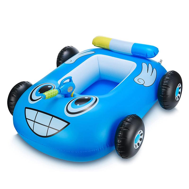 Kinder Schwimmring mit Wasserpistole, Aufblasbarer Pool Float für Outdoor-Spielzeug, Schwimmring Kinder 3-7, Schlauchboot mit Wasserkanone 85*80*35cm blau