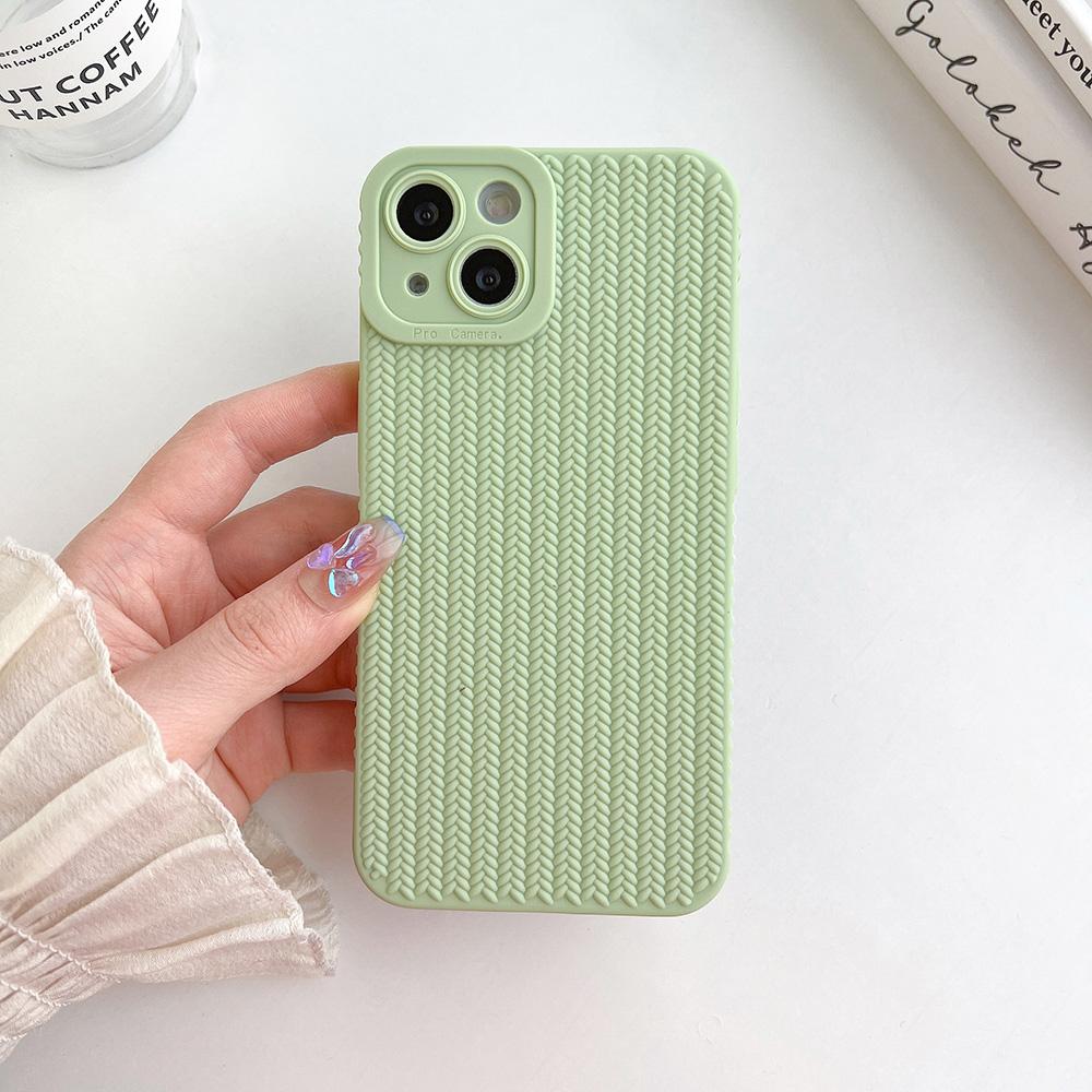Handyhülle mit gewebtem Muster für iPhone 15 Pro Max Hülle iPhone 13 11 12 14 Pro Max XR XS X 7 8 Plus SE Stoßfeste Hülle in Bonbonfarben For iPhone 15 beige