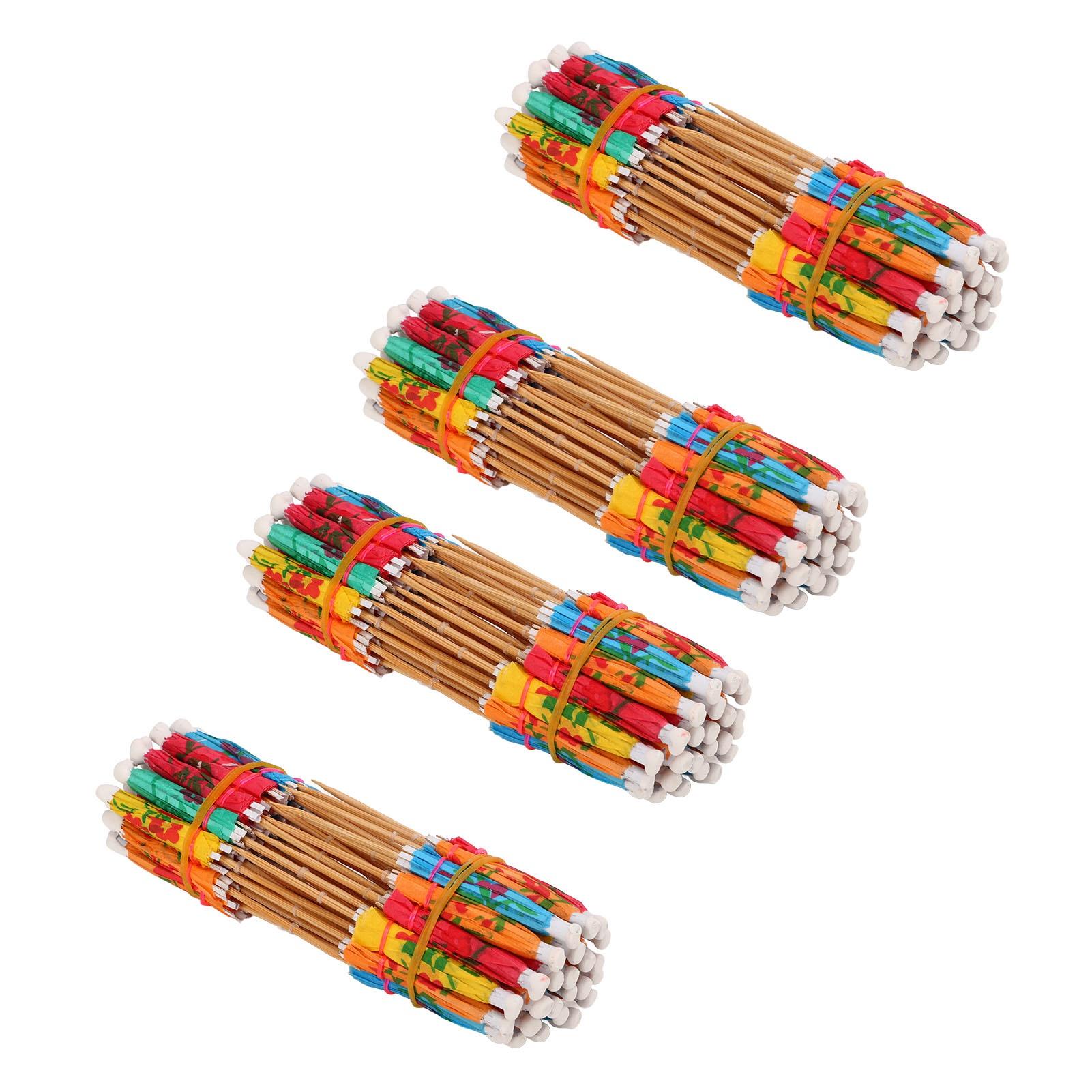 200 Stück Cocktail-Schirme Mehrfarbig Exquisites Muster Sicheres Papier Bambus Getränke-Schirme für Bar