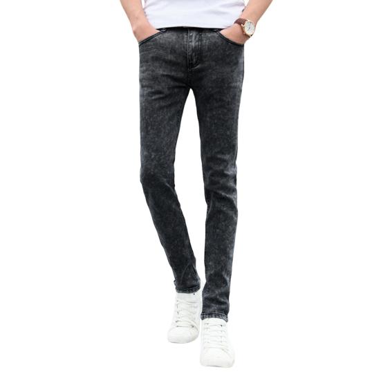Herren Jeans Sommer Slim Fit Reißverschluss Jeans Lässige dünne Denim Bleistifthose High Waist Skinny Jeans 30 grau