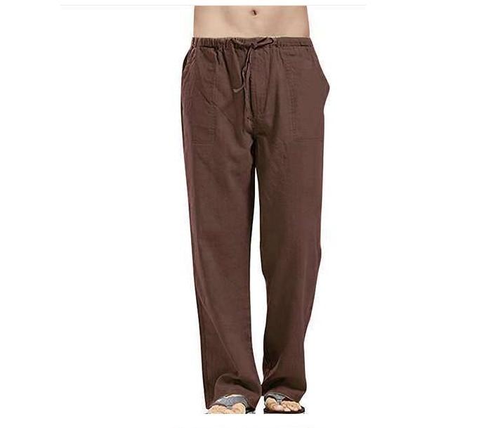 Sommer Leinen Breite Männer Hosen Koreanische Hosen Oversize Bettwäsche Streetwear Männlichen Frühjahr Yoga Hosen Casual Männer Kleidung Jogginghose XXL hellbraun