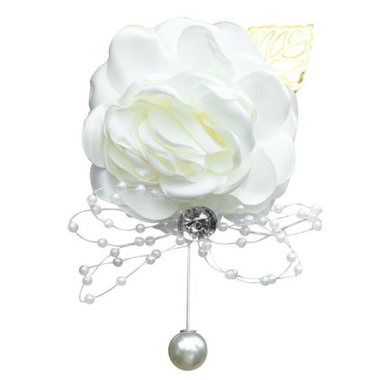 Rose Handgelenk-Corsage Boutonniere, feine Verarbeitung, Strass-Corsage, elegante Hochzeits-Blumen-Accessoires Corsage weiß