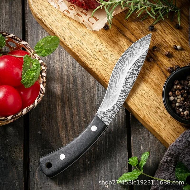 Mongolisches Fleischessmesser, handgefertigtes geschmiedetes Messer, Schafmesser, Obstmesser, Ausbeinmesser Outdoor BBQ Fleischbeil Jagdmesser rot