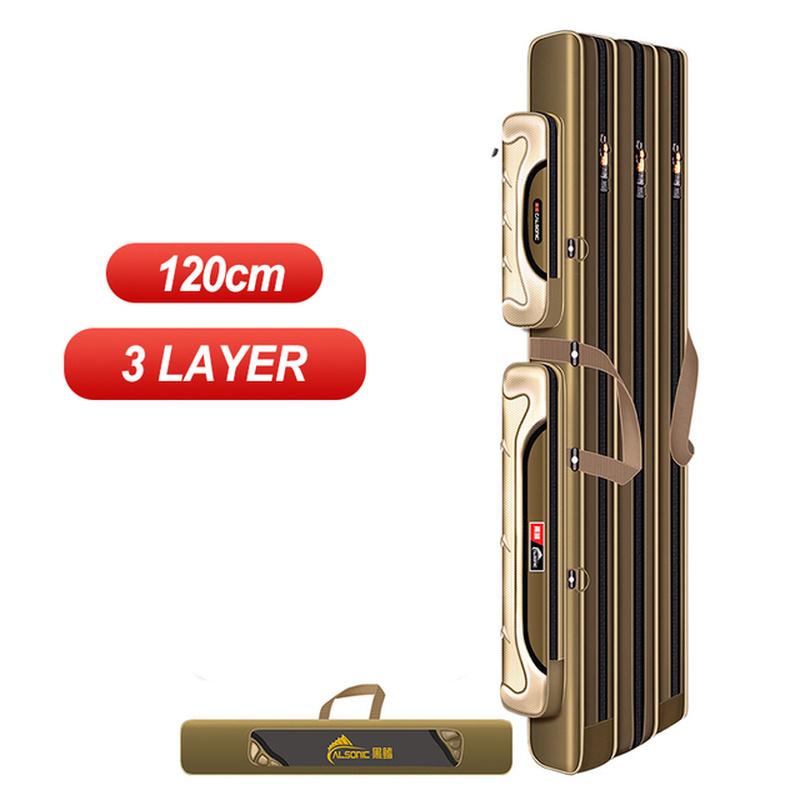 2/3/4 Schicht Tragbare Falten Angelrute Reel Tasche Angelrute Getriebe Werkzeug Tragetasche Tragetasche zum Angeln Große Kapazität Reisetasche 3Layer 120cm