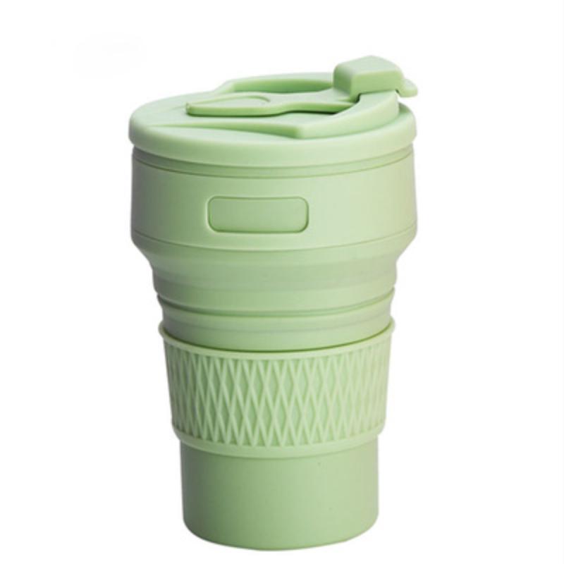 350 ml Kaffeetassen Reise Faltbarer Silikonbecher Faltbare Wasserbecher BPA-frei Lebensmittelqualität Flasche Isoliert Reise Isolierflasche grün