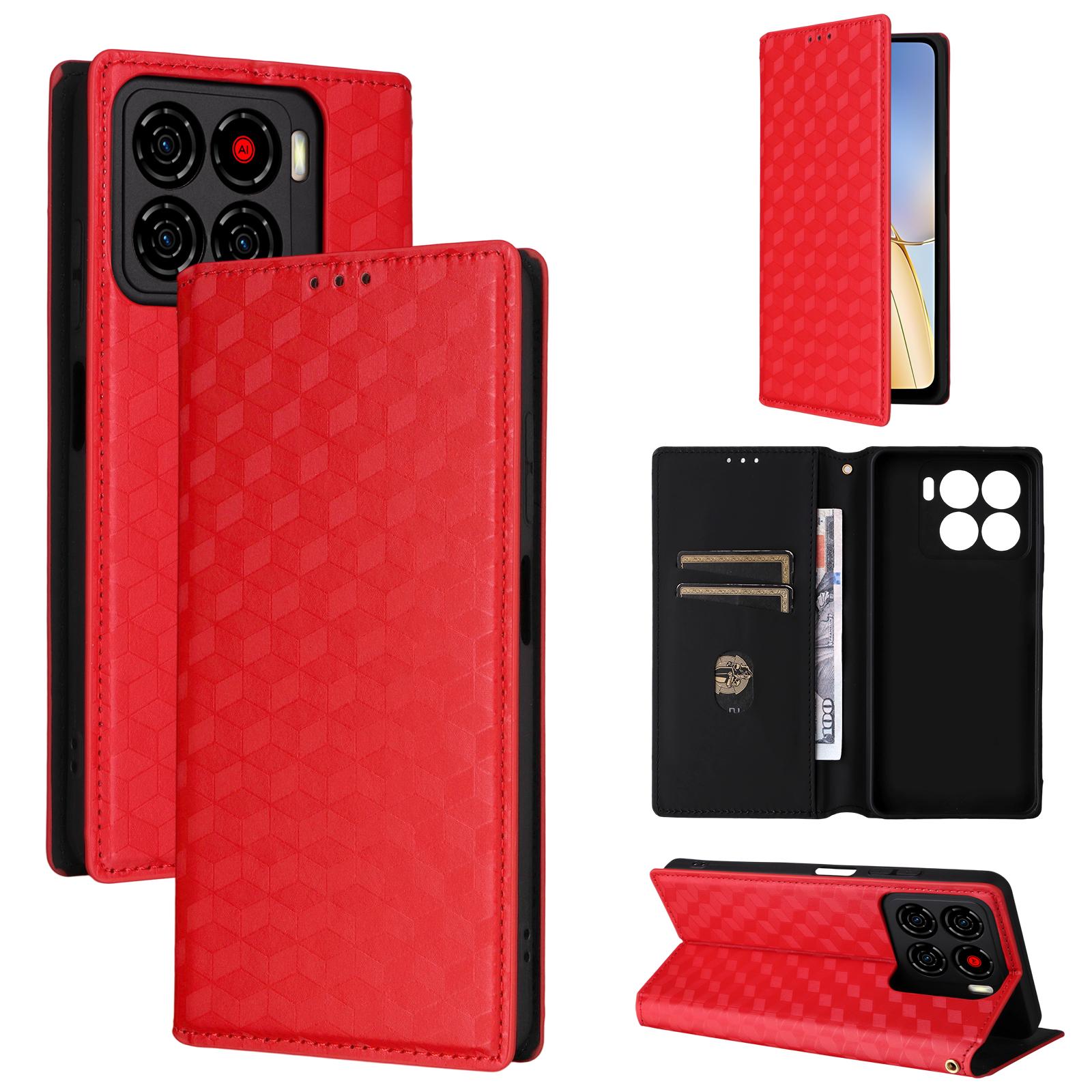 Flip Cover für ZTE Blade A56 PU-Leder Ganzkörperschutz [RFID-Blockierung] Handyhüllen Brieftaschenkoffer for ZTE Blade A56 rot