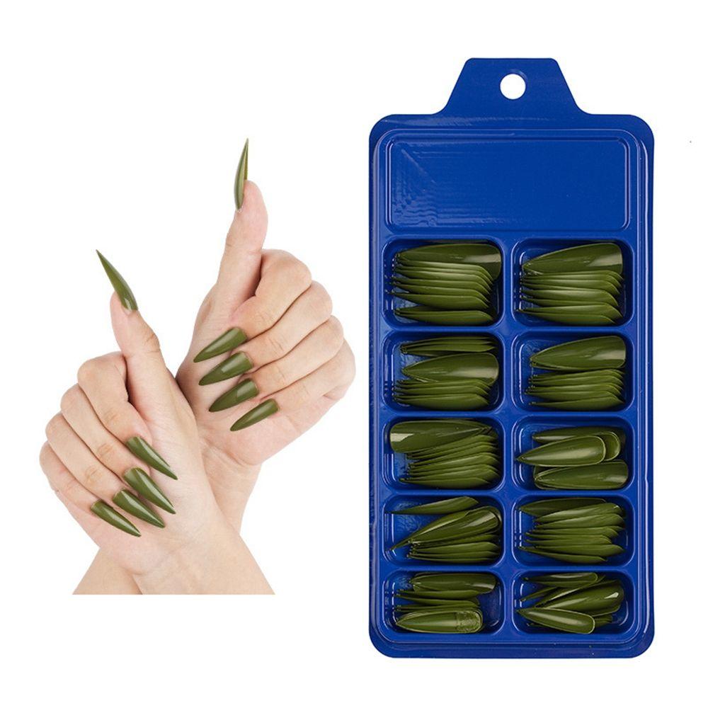 Vollständiger Stil Acryl Maniküre Schönheitswerkzeuge DIY Lange Stiletto-Fingernägel Falsche Nagelspitzen 16