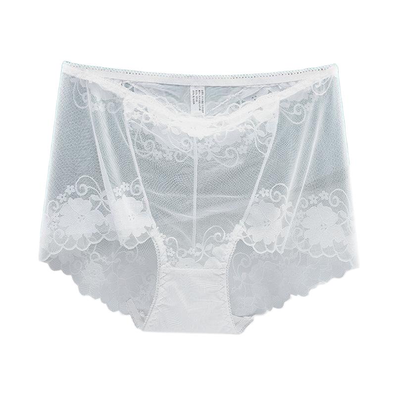 3XL Plus Größe Spitze Höschen Hohe Taille Frauen Hosen Sexy Hohl Blumen Dessous Weibliche Mesh Atmungsaktive Briefs Dessous 4XL L weiß