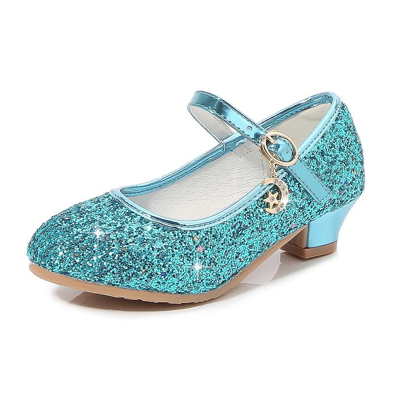 Frühling Neue Stil Mädchen Schuhe Strass Pailletten Modische Prinzessin Schuhe mit Einem Wort Schnalle kinder Leistung Schuhe 26 blau
