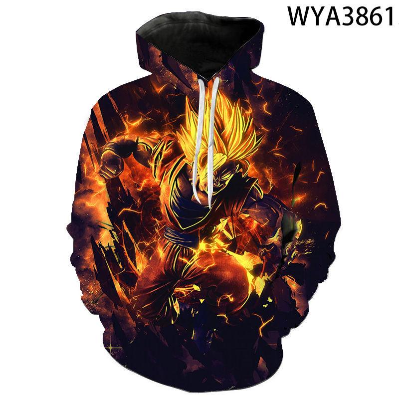3D Anime Dragon Ball Dragon Ball Super Digitaldruck Hoodie Kapuzenpullover Männer und Frauen Erwachsene Kinderkleidung 130 black