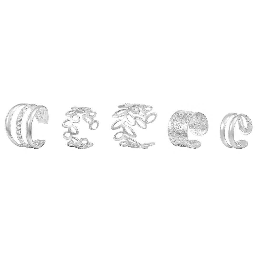 5 Teile/satz Ohrring Set Temperament Knuckle Öffnung Schmuck Weihnachtsgeschenk Frauen Täglichen Schmuck Mädchen Elegante Ohrring Persönlichkeit Set silber