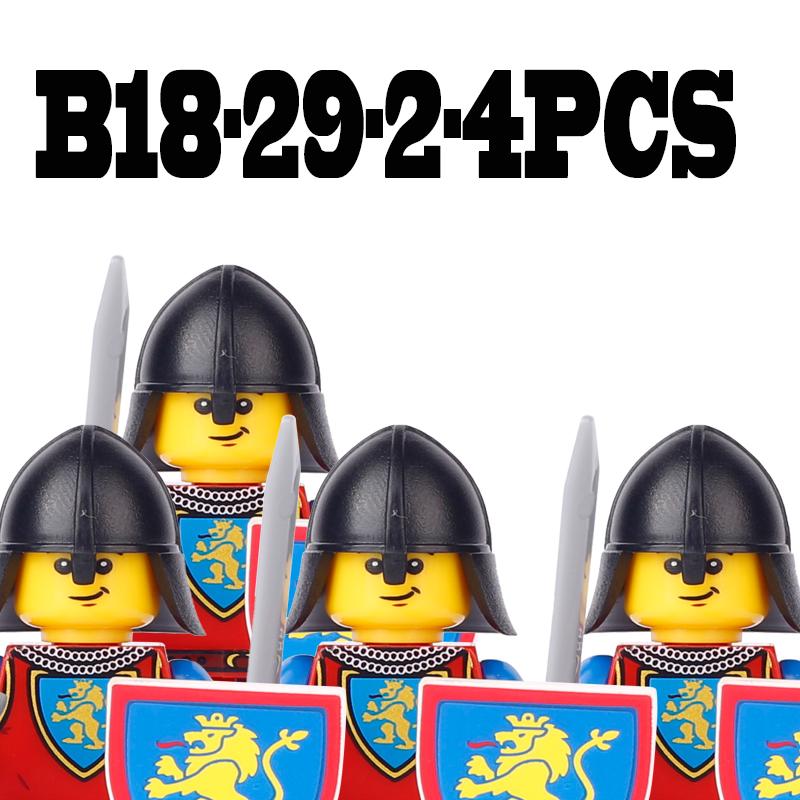 Mittelalterliche Militär Ritter Soldat Figuren Bausteine Antike Löwenburg Armee Garde Infanterie Schild Flagge Waffen Steine Spielzeug
